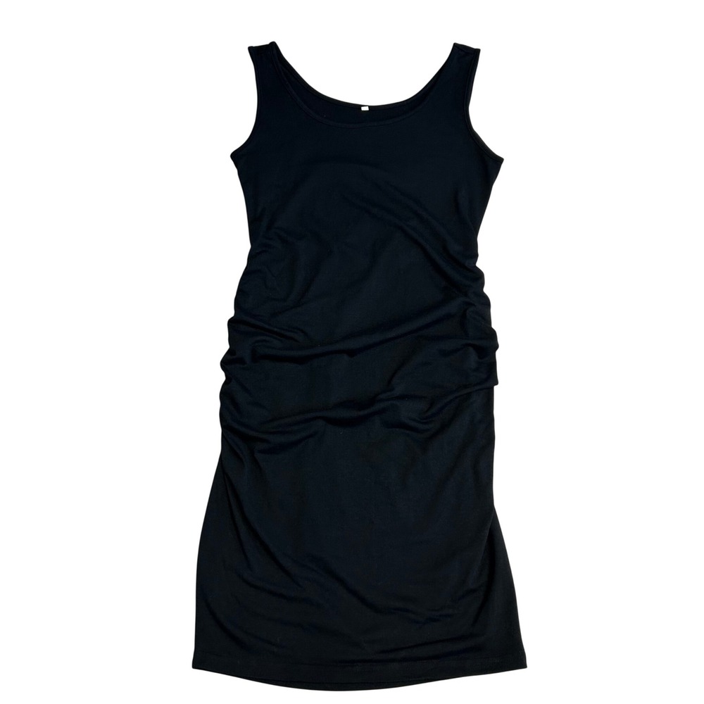 Maternity Black Tank Dress Medium Sleeveless Ruched Side Bodycon